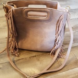 Suede boho fringe purse